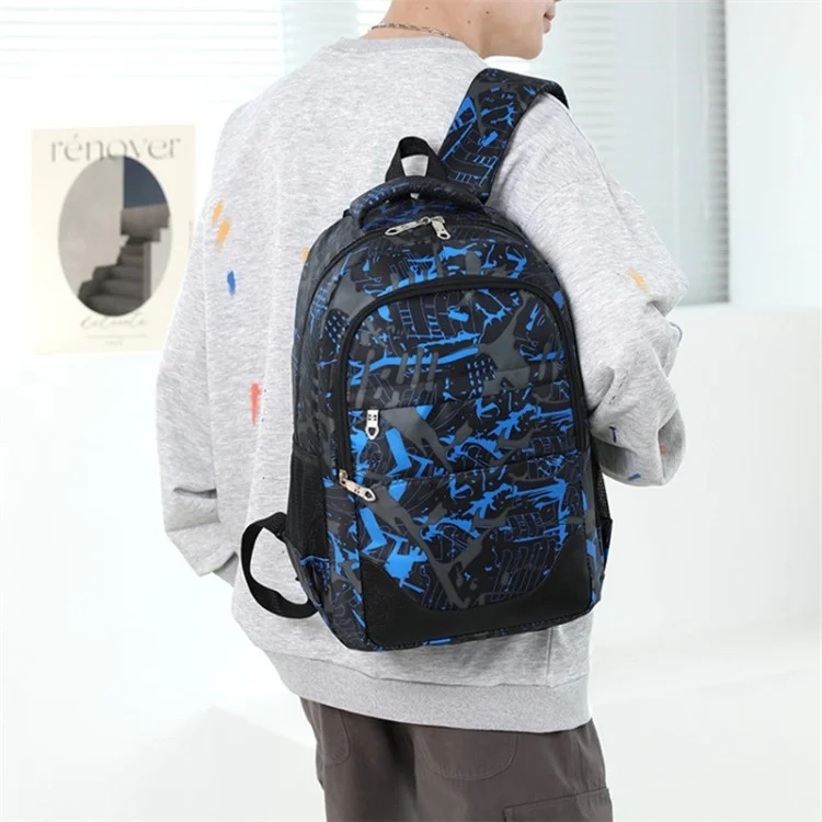 Set da 3 pezzi Zaino da Viaggio Borsa da Spalla Astuccio in Nylon di Grande Capacità - Blu
