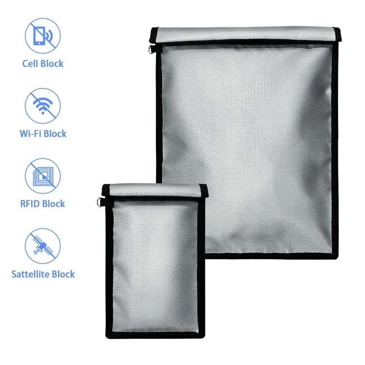 Signal Shielding Fireproof Bag Waterproof Fireproof Document Pouch Large / Small Safe Storage Bag Set - Grey