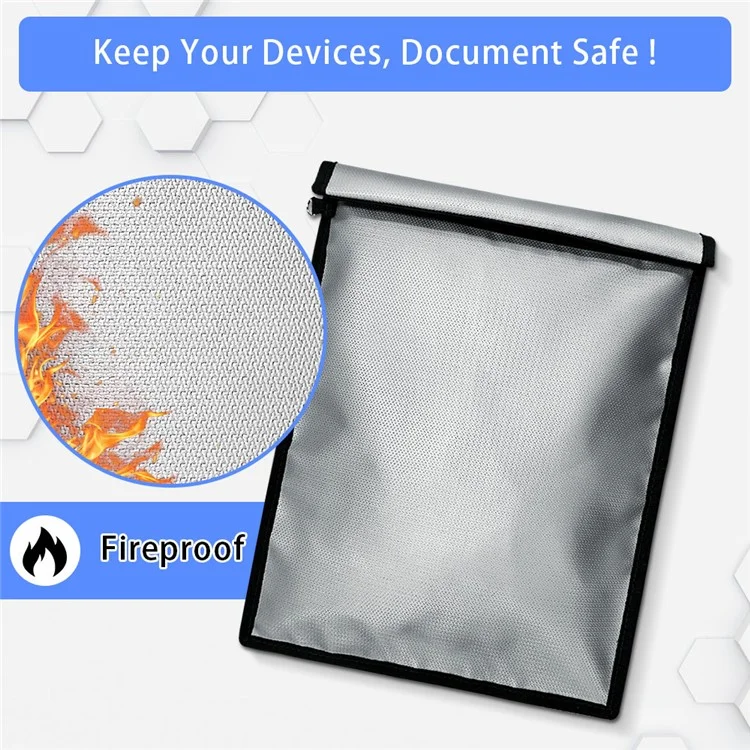 Signal Shielding Fireproof Bag Waterproof Fireproof Document Pouch Large / Small Safe Storage Bag Set - Grey