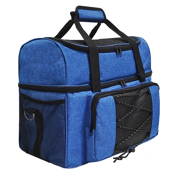 Portable Bowling Tote Bag Carrier Storage Bag for 2 Balls with Padded Divider - Blue