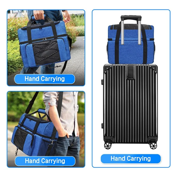 Portable Bowling Tote Bag Carrier Storage Bag for 2 Balls with Padded Divider - Blue