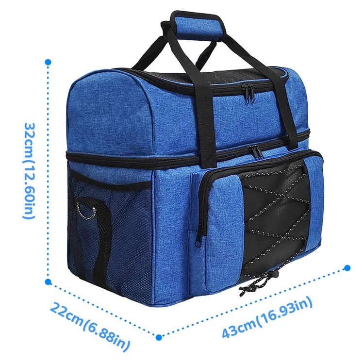 Portable Bowling Tote Bag Carrier Storage Bag for 2 Balls with Padded Divider - Blue