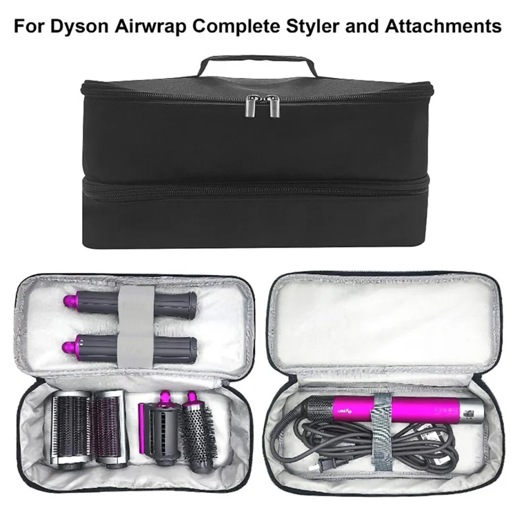 Para Dyson Airwrap / Shark Flexstyle Hair Styling Tool Storage Bag Dual Layer Oxford Cloth Carrying Bag - Negro