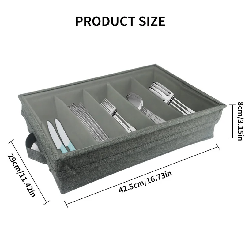 Kitchen Cutlery Drawer Organizer with Adjustable Dividers Fork Spoon Storage Case
