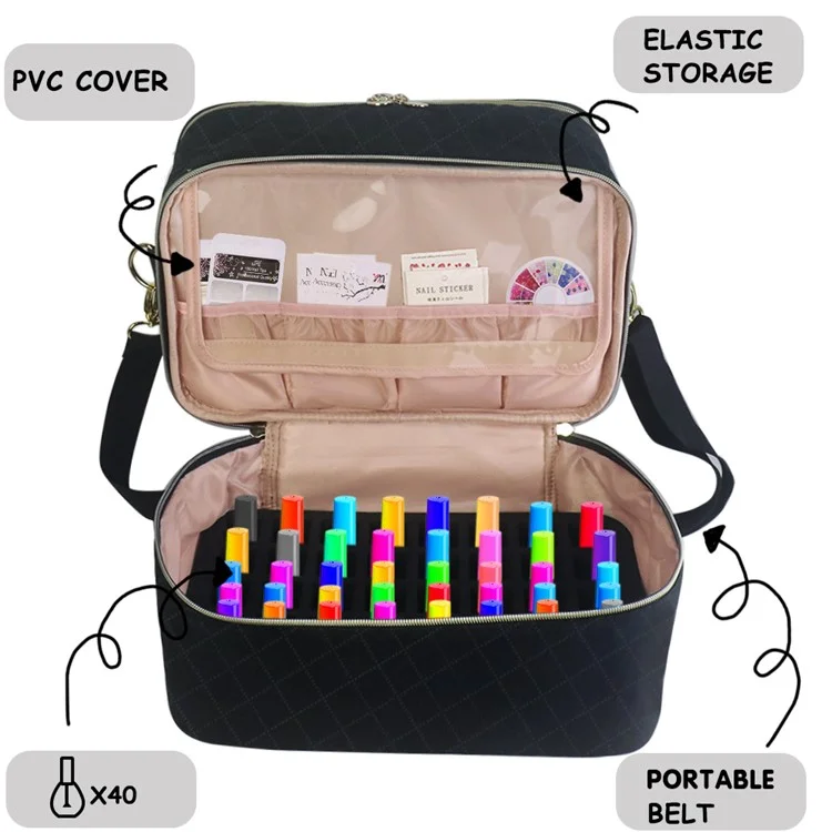 Nagellack-Organizer mit Doppelschicht Essential Oil Storage Bag mit Schultergurt