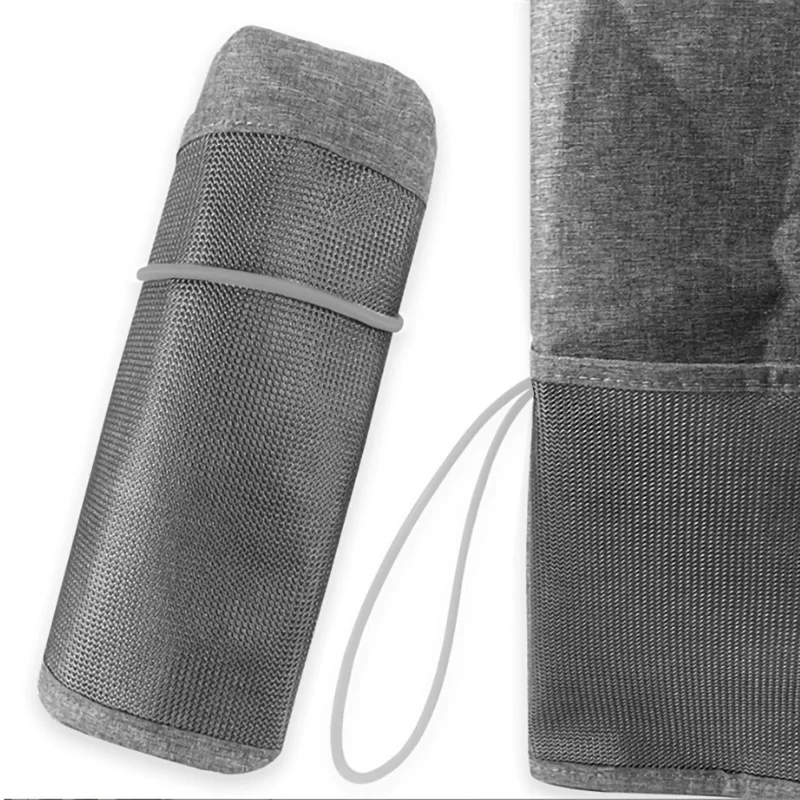 Foldable Polyester Sewing Machine Dust Cover with Two Mesh Side Pockets - Grey