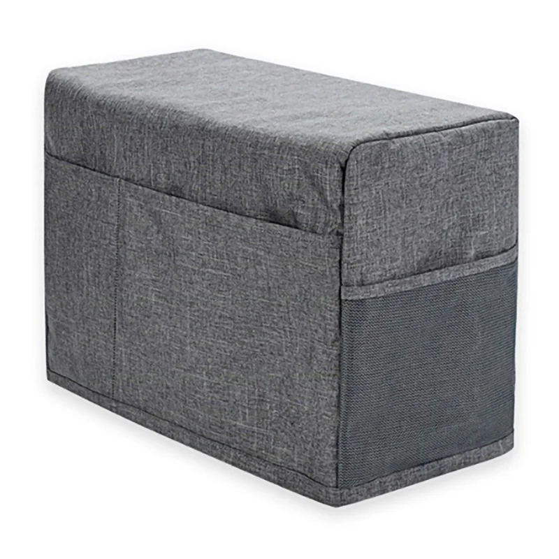 Foldable Polyester Sewing Machine Dust Cover with Two Mesh Side Pockets - Grey