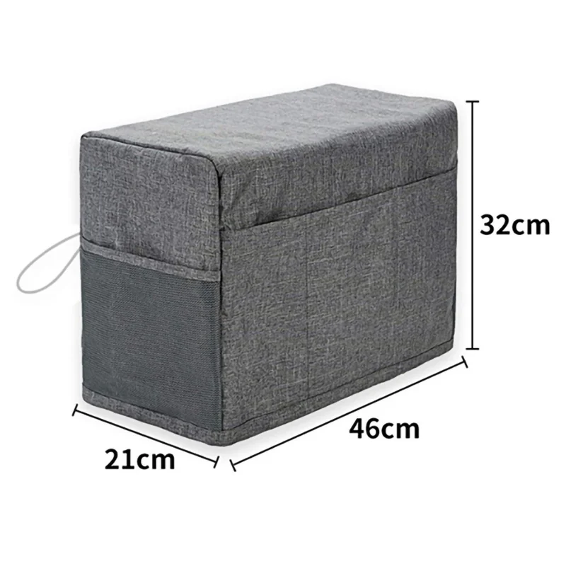 Foldable Polyester Sewing Machine Dust Cover with Two Mesh Side Pockets - Grey