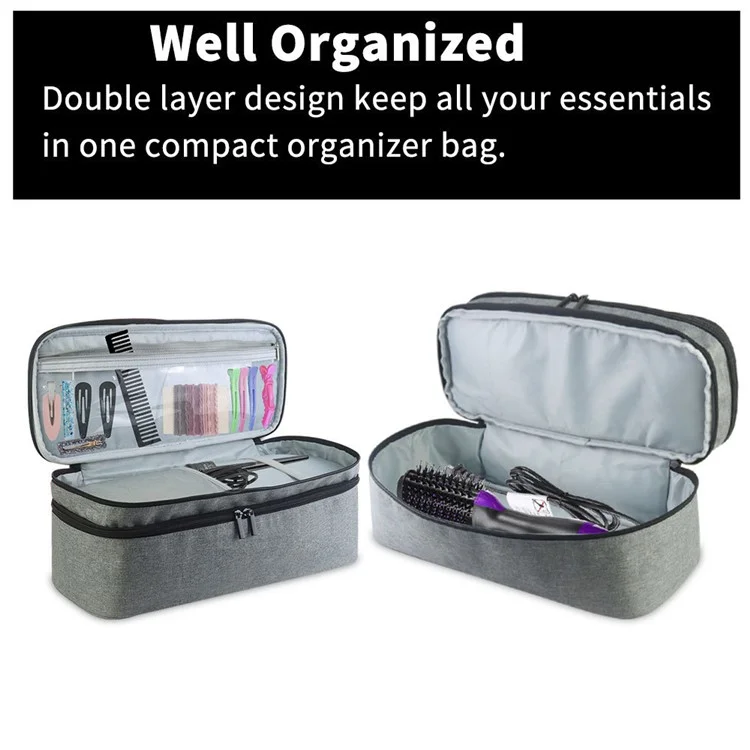 For Revlon One Step Original 1.0 / PLUS 2.0 Hair Styling Tool Storage Bag Dual Layer Polyester Handbag - Grey