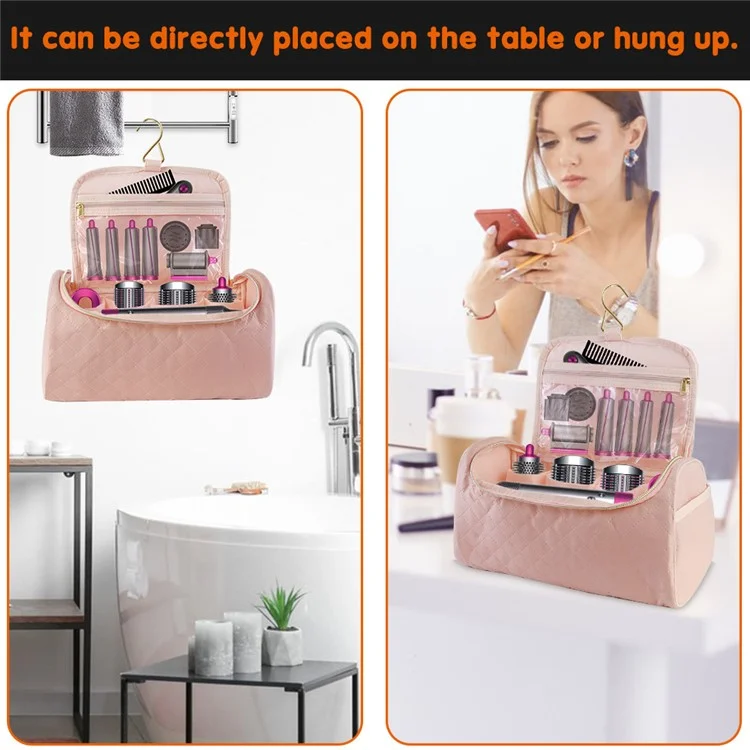 For Dyson Hair Curling Iron Hair Styling Tool Storage Bag Portable Carrying Bag for Hair Dryer - Pink