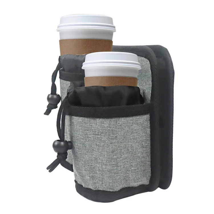 Travel Cup Holder Bag Double Cup Drink Storage Pouch Oxford Cloth Air Ticket Train Ticket Storage Bag
