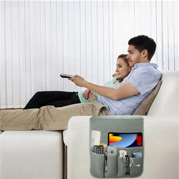 5 Pockets Sofa Armrest Storage Bag Sofa Desk Wall Hanging Remote Control Sundries Organizer Bag