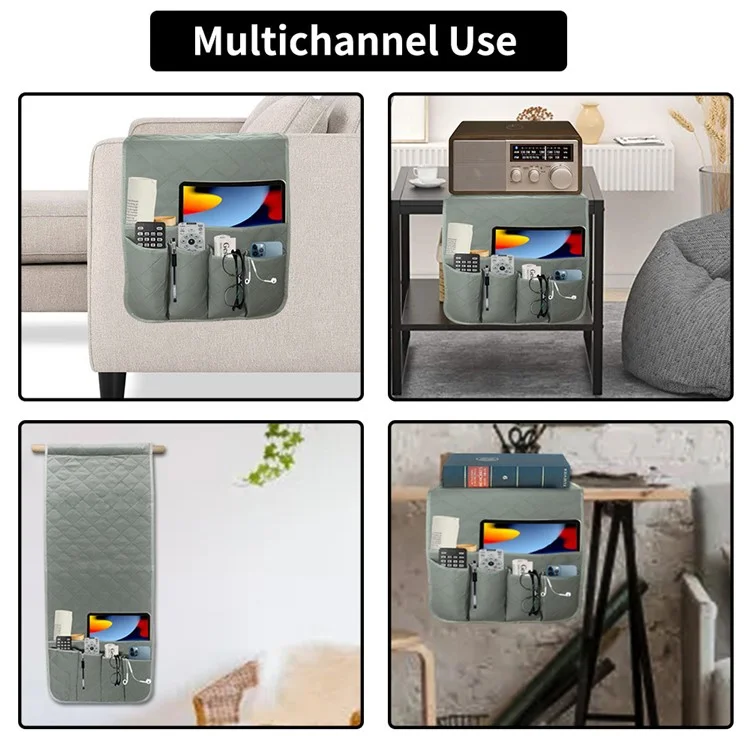 5 Pockets Sofa Armrest Storage Bag Sofa Desk Wall Hanging Remote Control Sundries Organizer Bag