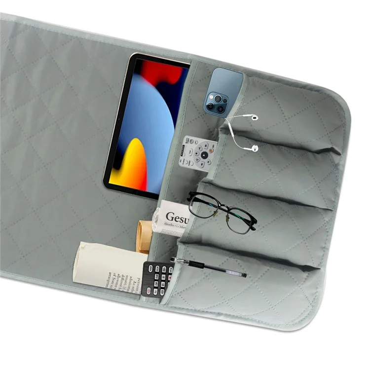 5 Pockets Sofa Armrest Storage Bag Sofa Desk Wall Hanging Remote Control Sundries Organizer Bag