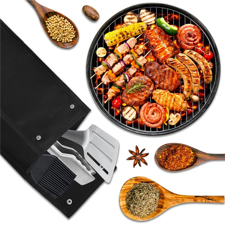 Barbecue -werkzeuge Aufbewahrungstasche 600d Oxford Stoff Bambus Spieß BBQ Utensiltraging Bag