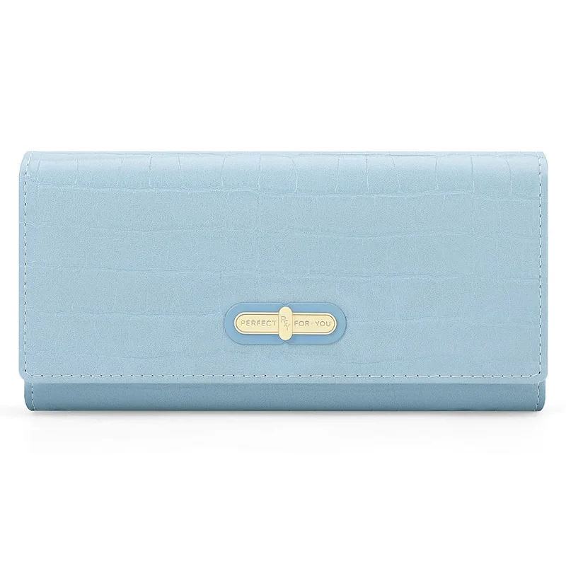 PARFAIT POUR VOUS Portefeuille en cuir PU pour femmes, porte-cartes, porte-monnaie, sac de rangement, sac à main - Bleu