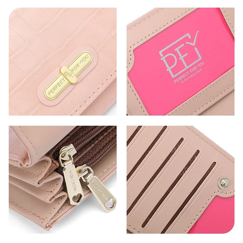 PARFAIT POUR VOUS Portefeuille en cuir PU pour femmes, porte-cartes, porte-monnaie, sac de rangement, sac à main - Bleu