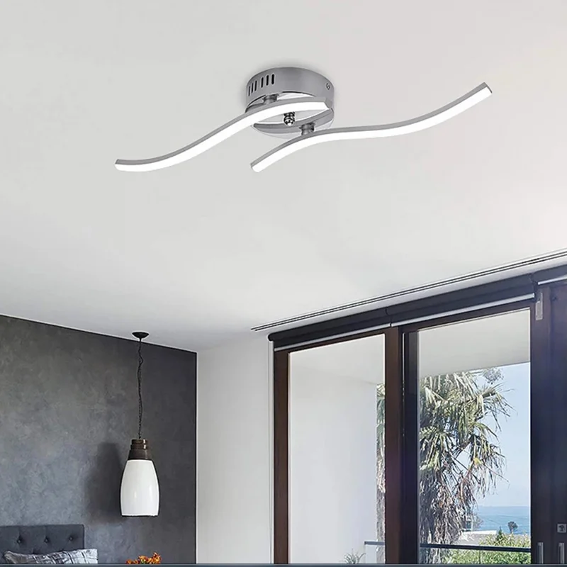 12W Modern LED Ceiling Lamp Wave Shape Ceiling Light for Bedroom Kitchen Living Room Decor - Pure White