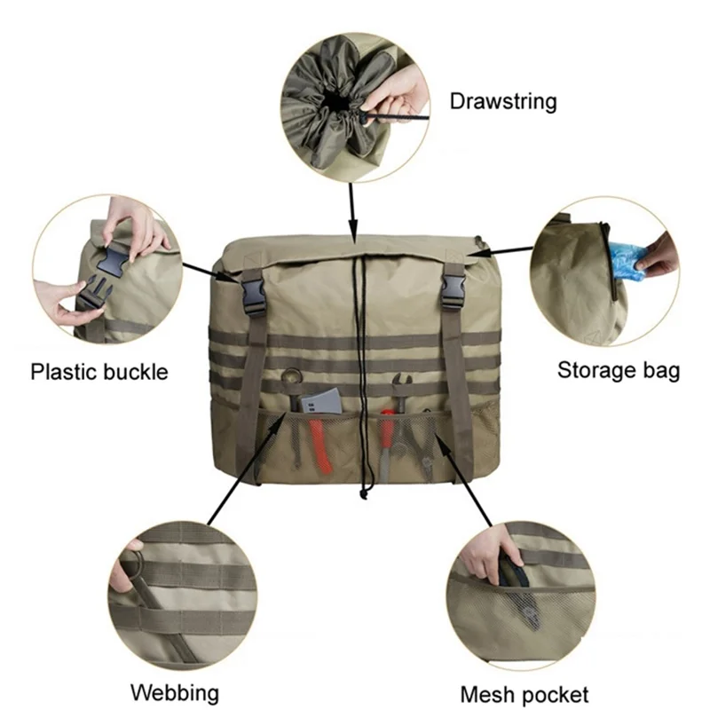 Off-Road Car Spare Tyre Hanging Bag Storage Bag Outdoor Oxford Cloth Backpack - Khaki