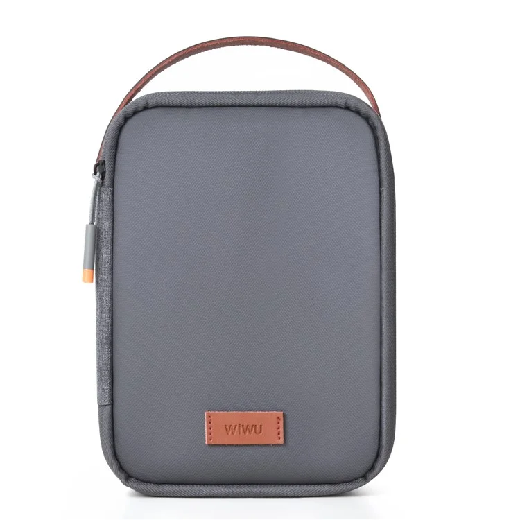WIWU Splash-Proof Polyester Storage Bag mit Lederriemen, tragbare, verschließbare Organizer-Tasche - Grau