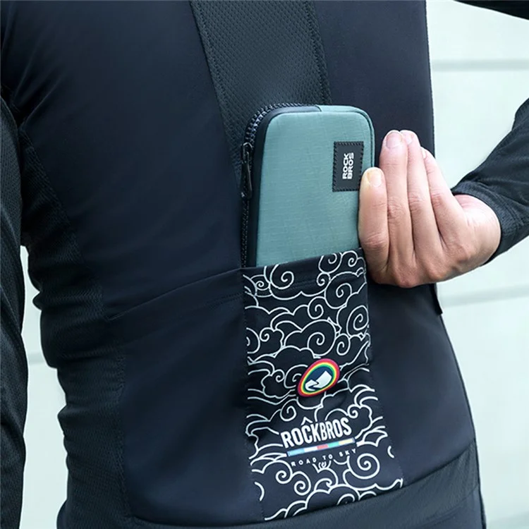 ROCKBROS L001 Nylon Phone Zipper Bag Earphone Cash Keys Storage Bag - Ciano