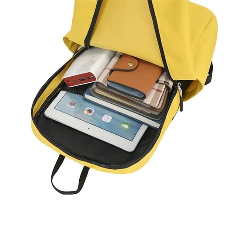 Großer Kapazität Schüler-Rucksack Tragbarer Canvas Schulrucksack Wasserdicht Reise Computer Laptop Umhängetasche - Gelb