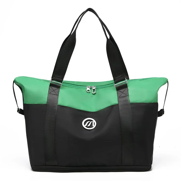 Foldable Travel Bag Waterproof Nylon Luggage Tote Bag with Expandable Capacity - Green+Black