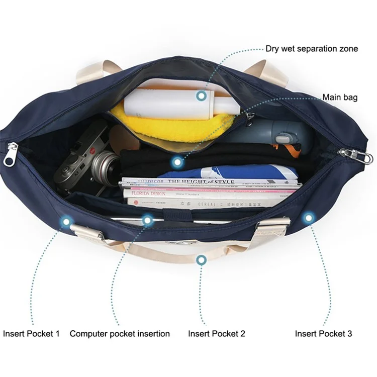 Foldable Travel Bag Waterproof Nylon Luggage Tote Bag with Expandable Capacity - Green+Black