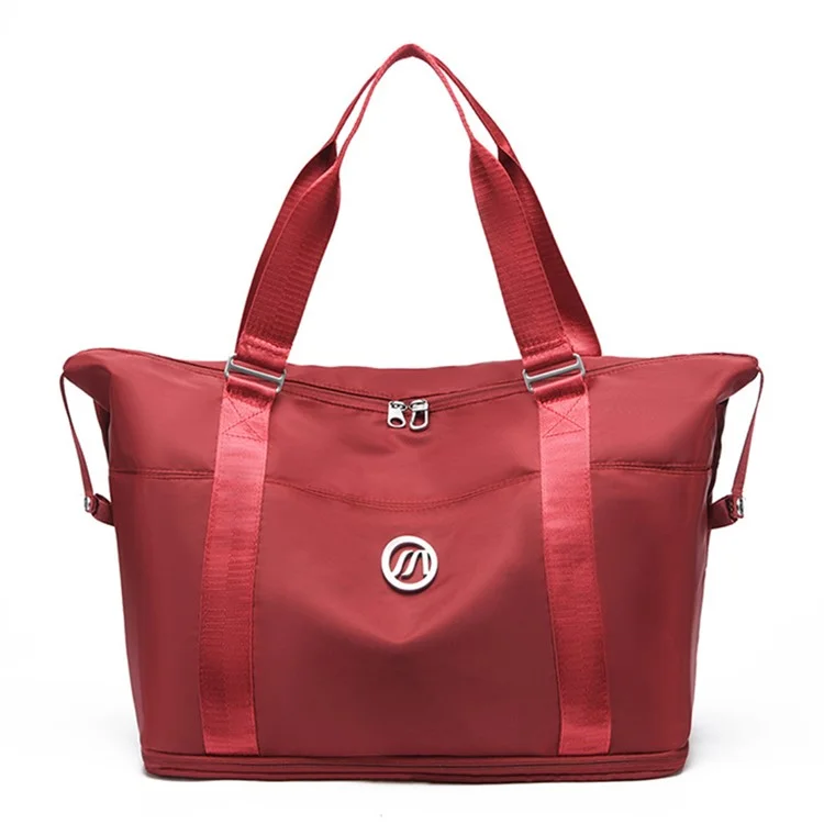 Foldable Travel Bag Waterproof Nylon Luggage Tote Bag with Expandable Capacity - Red