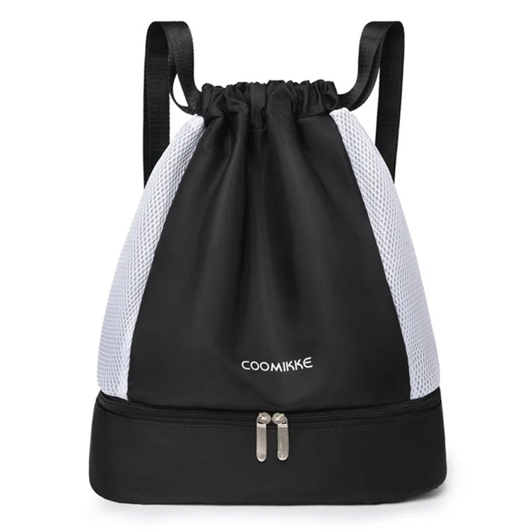 Oxford Cloth Sports Drawstring Backpack Fitness Yoga Shoes Clothes Storage Backpack - Schwarz