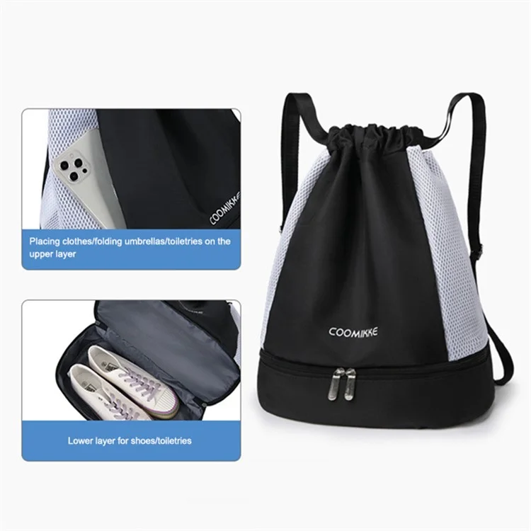 Oxford Cloth Sports Drawstring Backpack Fitness Yoga Shoes Clothes Storage Backpack - Schwarz