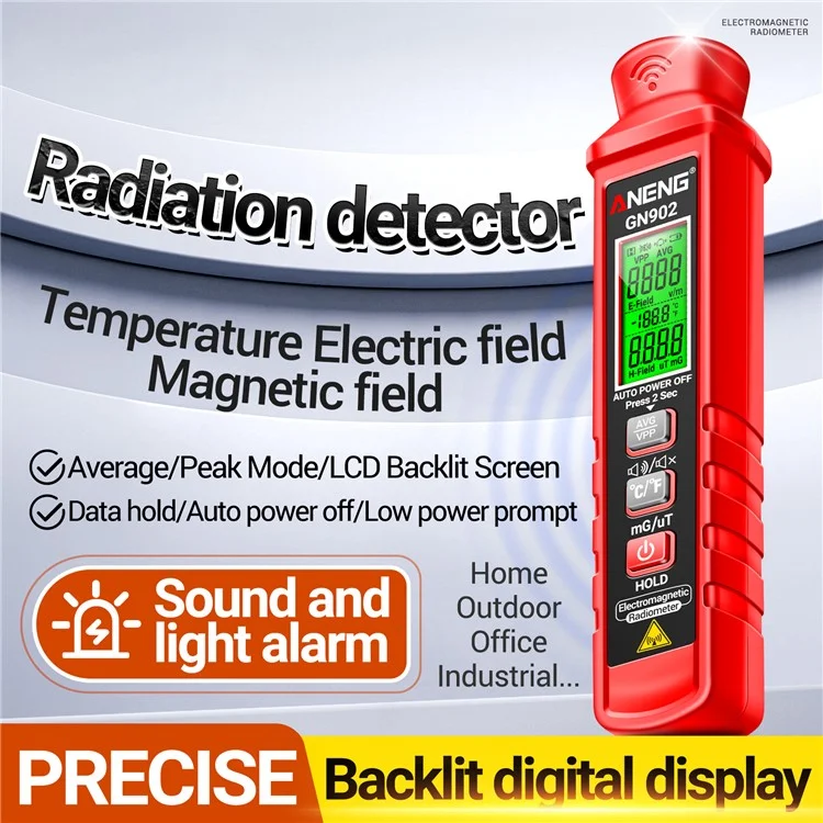 ANENG GN902 Radiation Detector LCD Backlit Digital Display Electromagnetic Radiation Measurer Tester