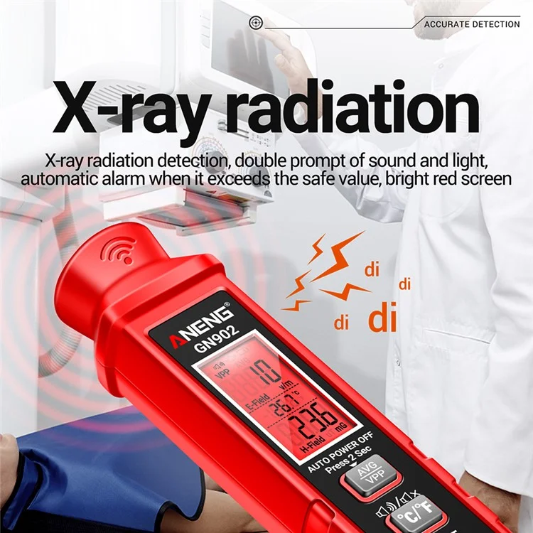 ANENG GN902 Radiation Detector LCD Backlit Digital Display Electromagnetic Radiation Measurer Tester