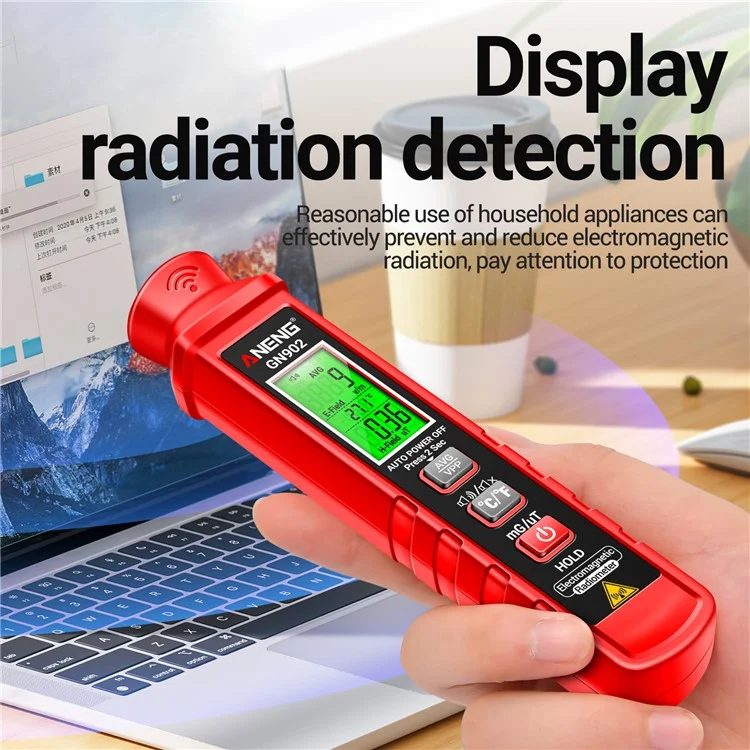 ANENG GN902 Radiation Detector LCD Backlit Digital Display Electromagnetic Radiation Measurer Tester