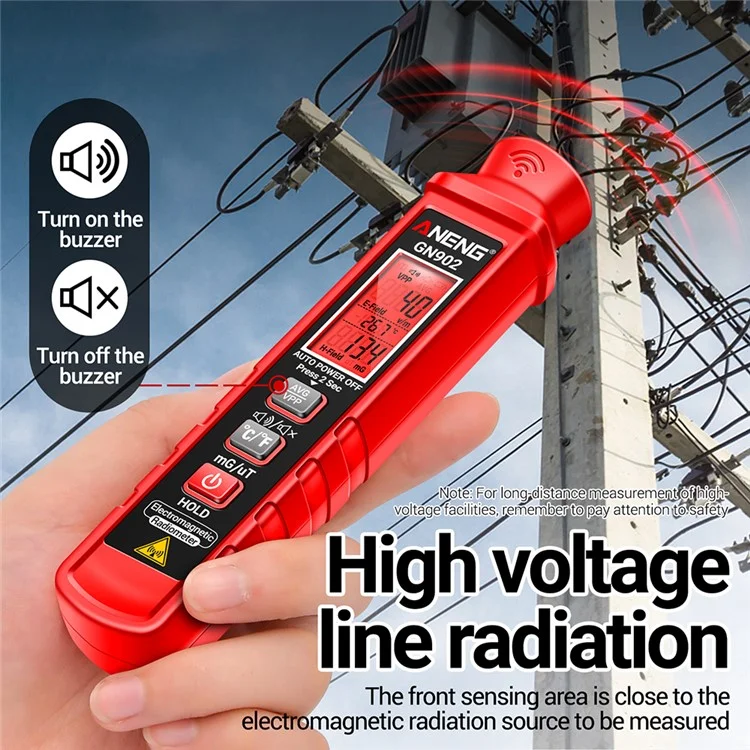 ANENG GN902 Radiation Detector LCD Backlit Digital Display Electromagnetic Radiation Measurer Tester