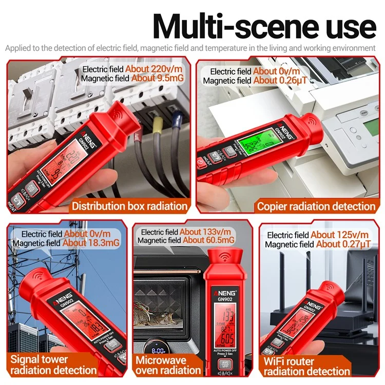 ANENG GN902 Radiation Detector LCD Backlit Digital Display Electromagnetic Radiation Measurer Tester