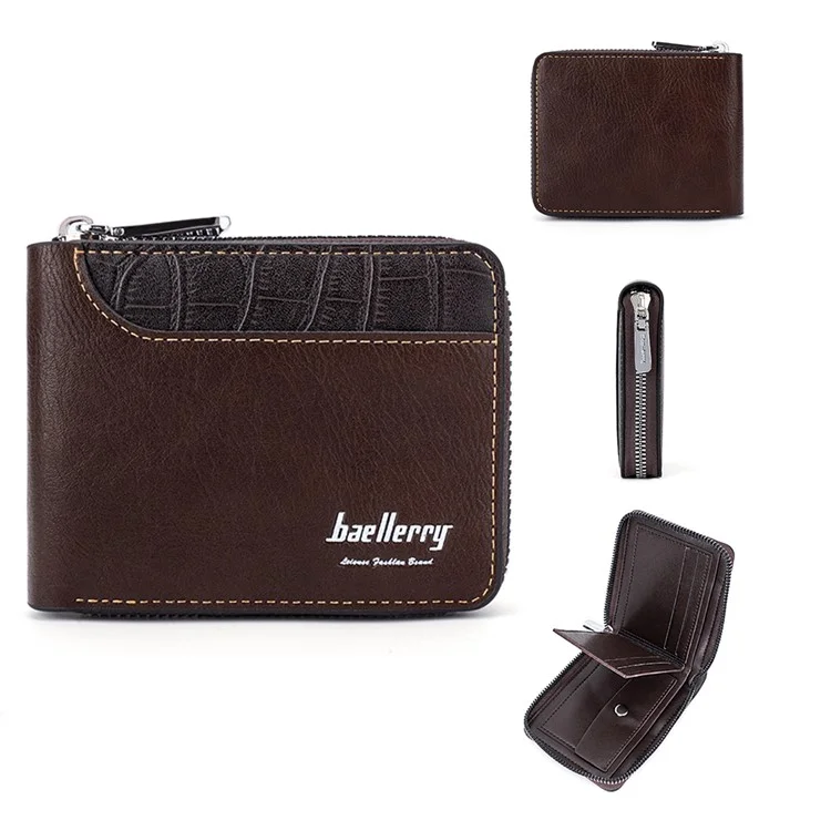 BAELLERRY D5101 Retro PU Leather Men's Wallet RFID Blocking Card Slots Coin Cash Pouch Billfold - Coffee