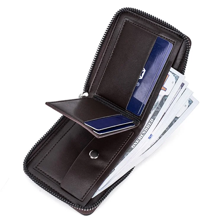 BAELLERRY D5101 Retro PU Leather Men's Wallet RFID Blocking Card Slots Coin Cash Pouch Billfold - Coffee