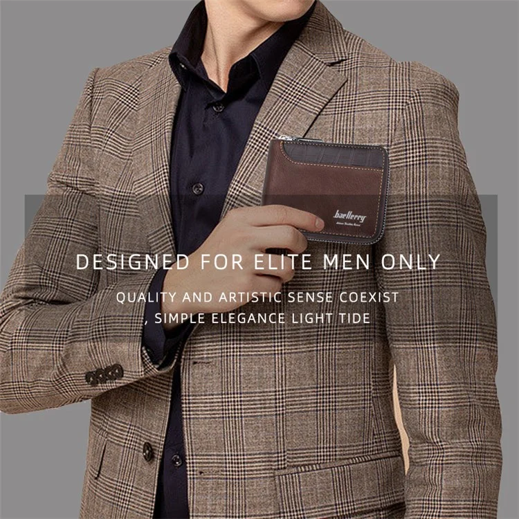 BAELLERRY D5101 Retro PU Leather Men's Wallet RFID Blocking Card Slots Coin Cash Pouch Billfold - Coffee