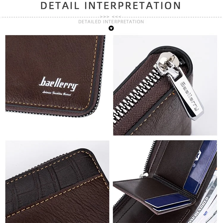 BAELLERRY D5101 Retro PU Leather Men's Wallet RFID Blocking Card Slots Coin Cash Pouch Billfold - Coffee