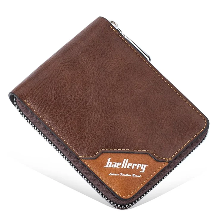 BAELLERRY D5104 Men's Zipper Wallet RFID Blocking PU Leather Card Pouch Coin Purse Bag Billfold - Light Brown