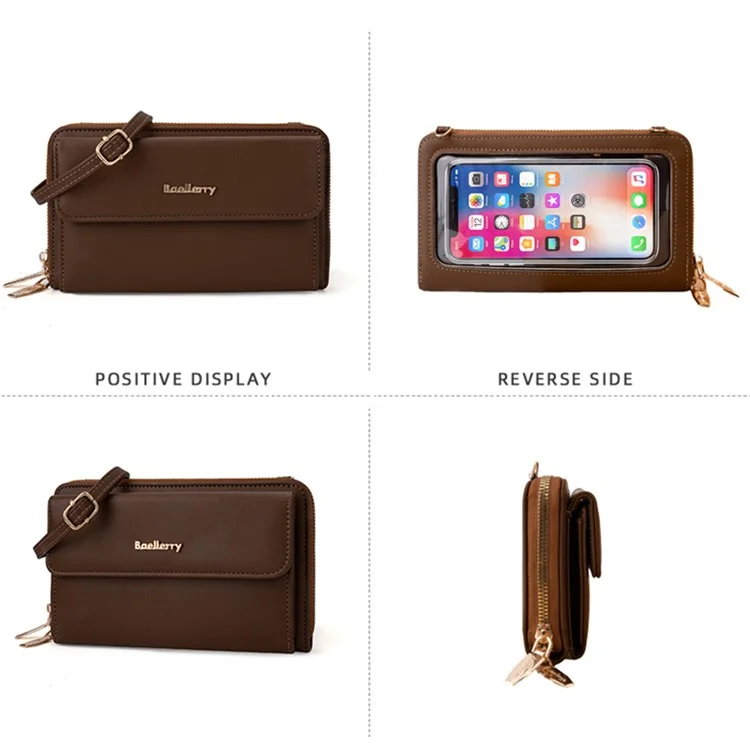 BAELLERRY N8323 Donna Touch Screen Portacellulare Borsa a tracolla in pelle PU - Rosa Scuro