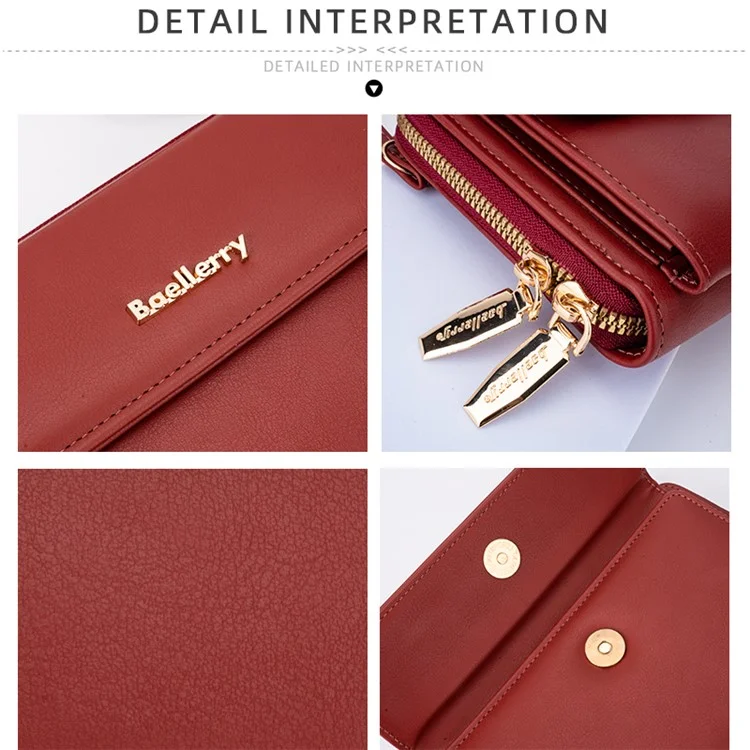 BAELLERRY N8323 Donna Touch Screen Portacellulare Borsa a tracolla in pelle PU - Rosa Scuro