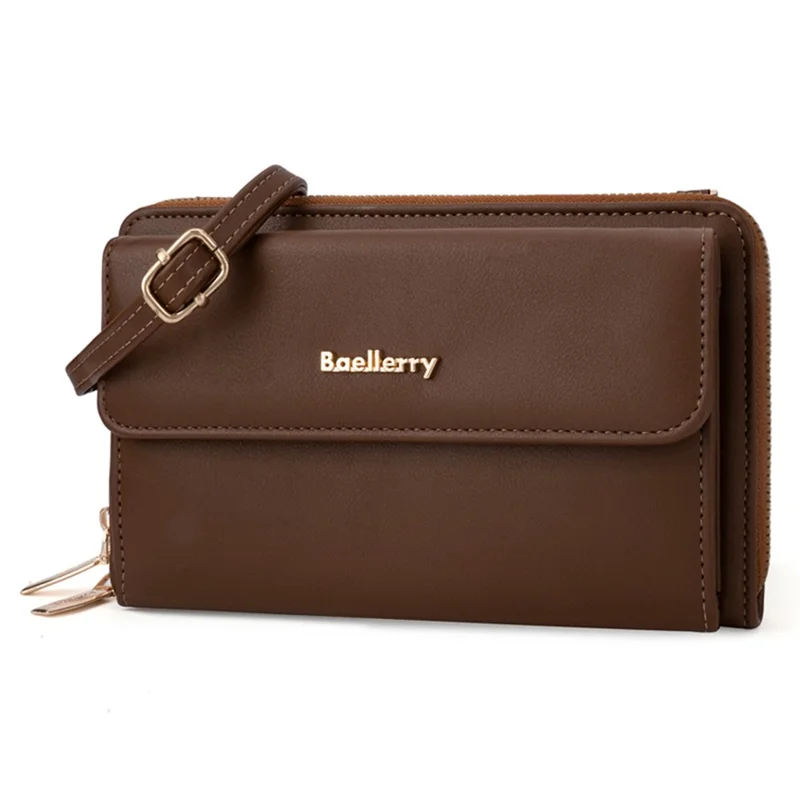 BAELLERRY N8323 Women Touch Screen Phone Holder PU Leather Crossbody Shoulder Bag - Brown