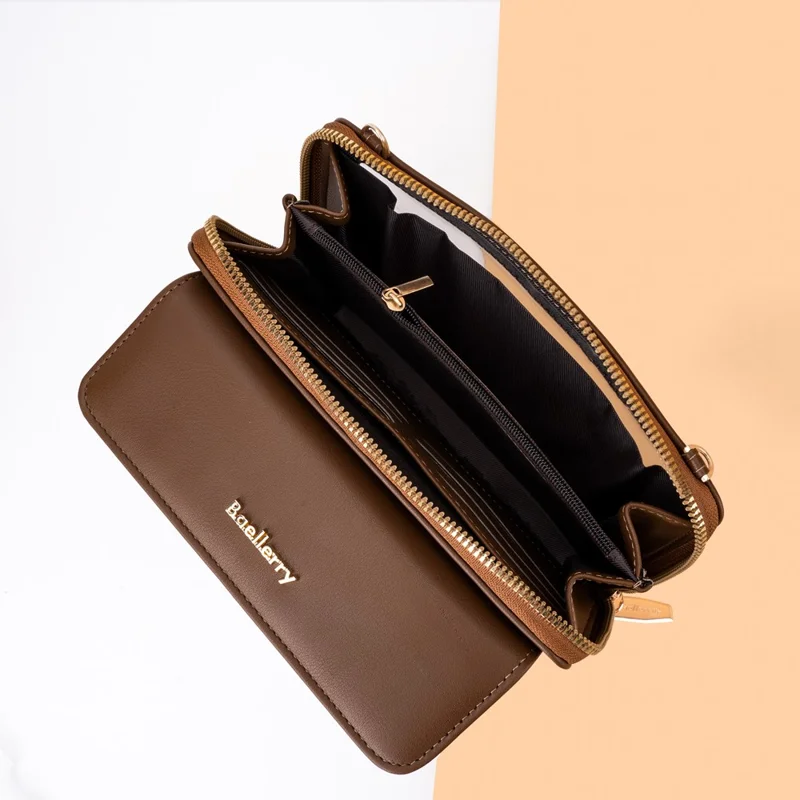 BAELLERRY N8323 Women Touch Screen Phone Holder PU Leather Crossbody Shoulder Bag - Brown