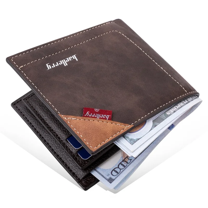BAELLERRY D3032 Utlra-thin Wallet for Men, Multiple Card Slots PU Leather Cash Money Storage Pouch Billfold - Coffee