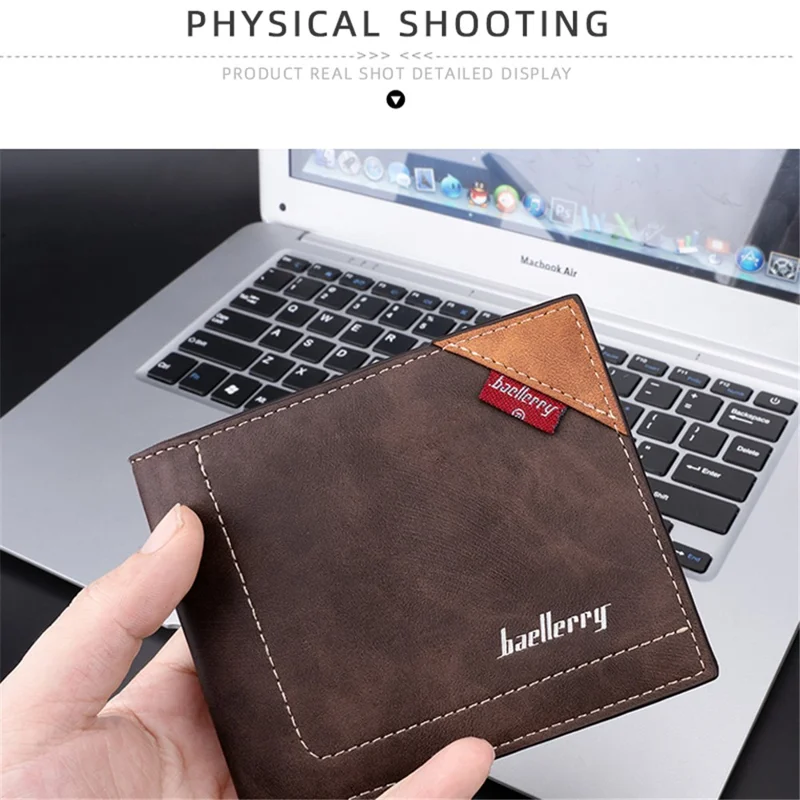 BAELLERRY D3032 Utlra-thin Wallet for Men, Multiple Card Slots PU Leather Cash Money Storage Pouch Billfold - Coffee