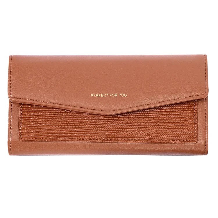 PERFECT FOR YOU Fashion Women's Wallet PU Leather Card Holder Cash Pouch Storage Bag Clutch Purse - Brown