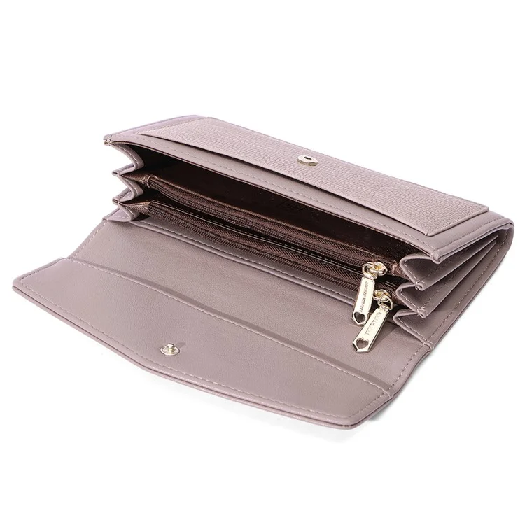 PERFECT FOR YOU Fashion Women's Wallet PU Leather Card Holder Cash Pouch Storage Bag Clutch Purse - Brown