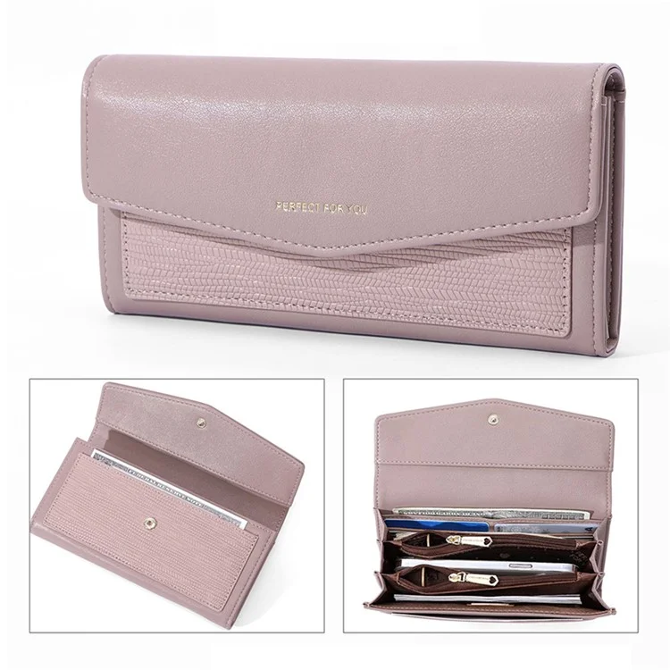 PERFECT FOR YOU Fashion Women's Wallet PU Leather Card Holder Cash Pouch Storage Bag Clutch Purse - Brown